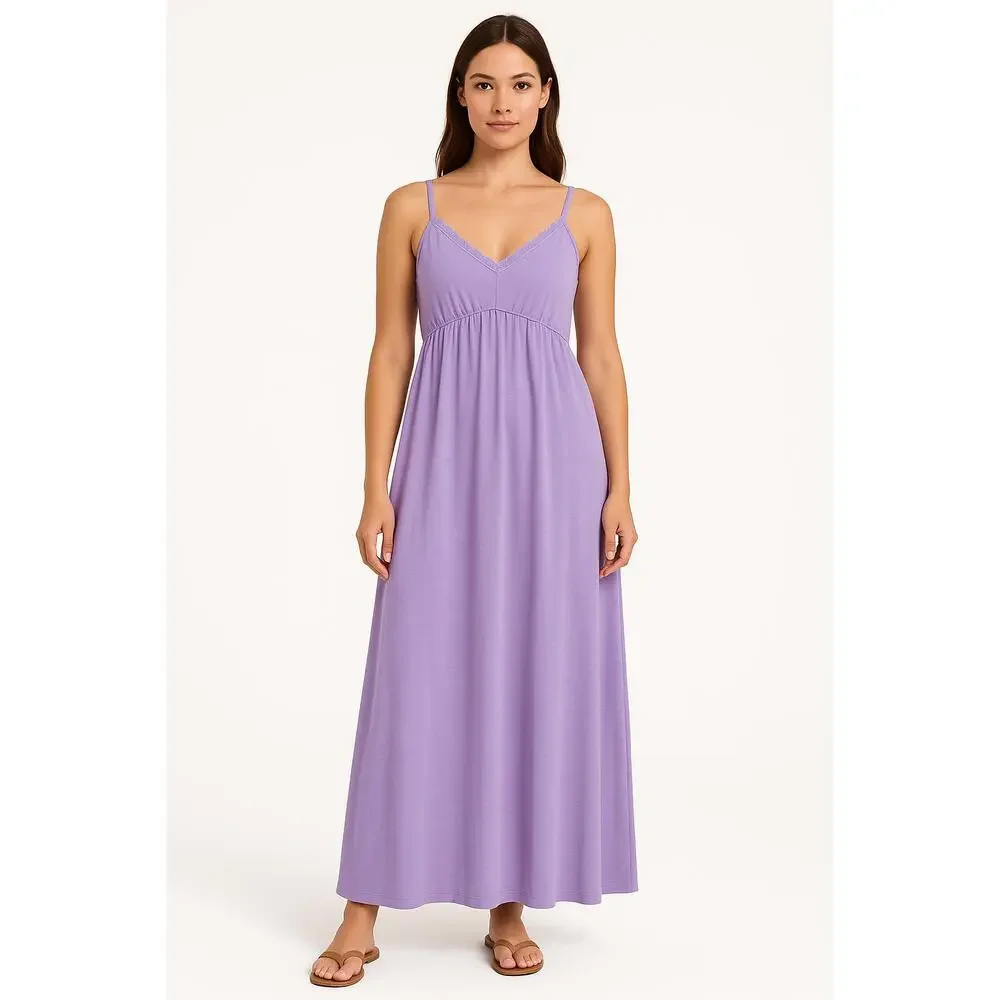 Avenue Body Lavender Sleeveless Spaghetti Straps V Neck Maxi Nightgown 30/32 - Picture 1 of 9